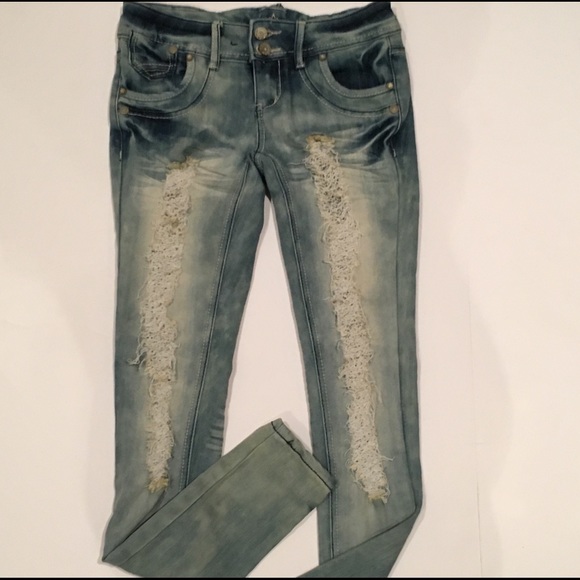 Almost Famous Denim - Almost Famous Light Wash Distressed Skinny Jeans